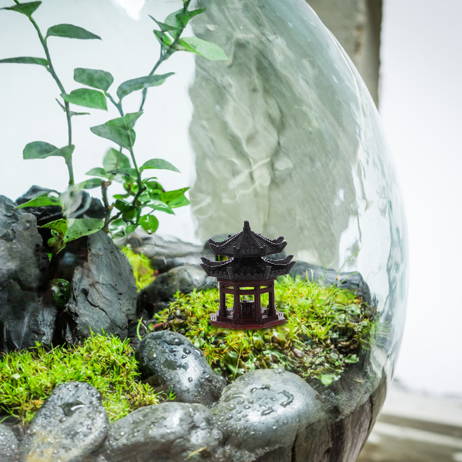 Mini Plastic Pavilion Statue O - đánh giá và giá Bonsai Garden Landscape Design